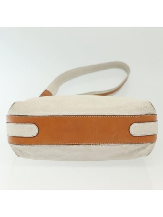 Authentic CELINE Shoulder Bag Leather White Silver - Picture 12 of 16